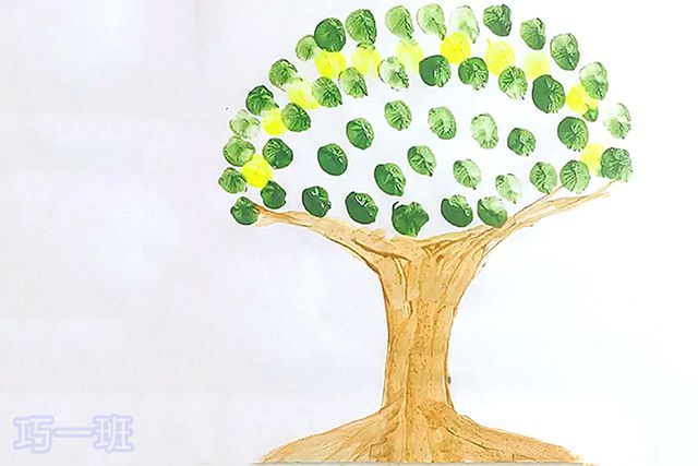 教幼儿不用笔创意绘画：指印画满树花儿开(图文教程)4