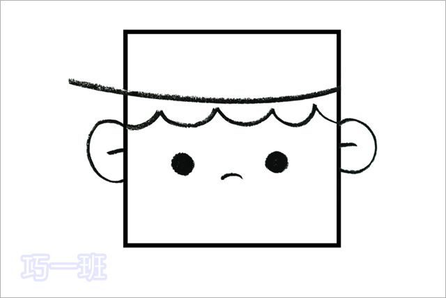 教孩子学画画：用正方形画卡通人脸(图文教程)6
