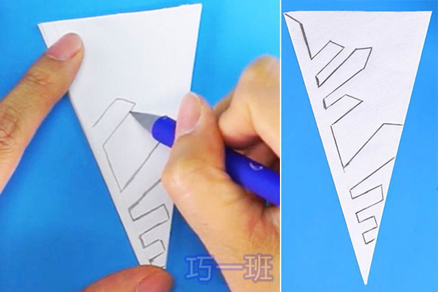 怎么一步一步教孩子剪纸雪花：剪纸雪花图案画法五(图文教程)11
